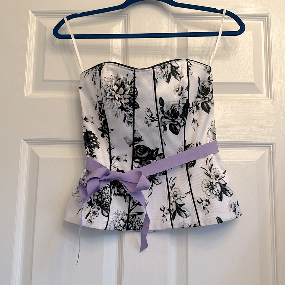Floral Corset White / Black Size 2